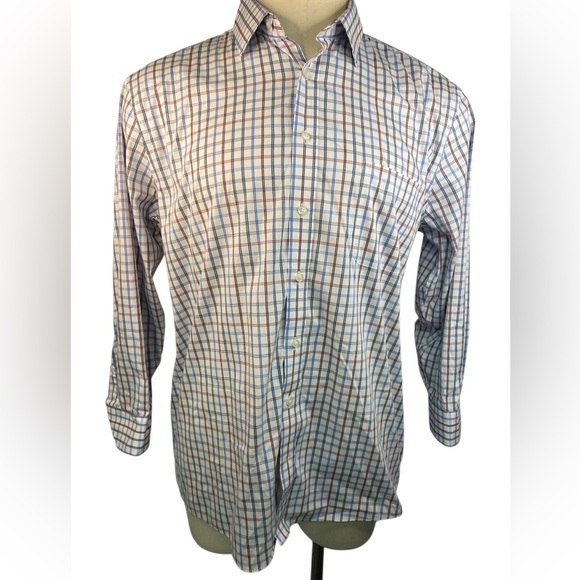 Stafford Other - Stafford Blue and Red Plaid Long Sleeve Button Up Shirt Men’s 17-17 1/2-32/33